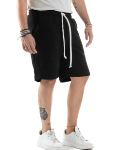 Bermuda Tuta Cotone Coulisse Regular Fit Basic Nero PC2030A
