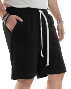 Bermuda Tuta Cotone Coulisse Regular Fit Basic Nero PC2030A