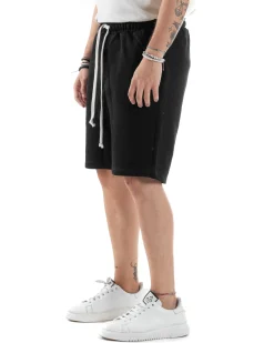 Bermuda Tuta Cotone Coulisse Regular Fit Basic Nero PC2030A