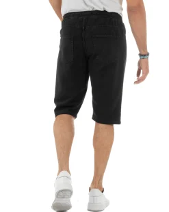 Bermuda uomo cotone pantaloncini coulisse jeans basic nero GIOSAL-PC2009A