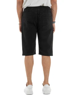 Bermuda uomo cotone pantaloncini coulisse jeans basic nero GIOSAL-PC2009A