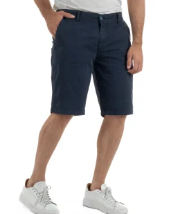Bermuda uomo pantaloncini chino cotone tasche america basic blu GIOSAL-PC2043A