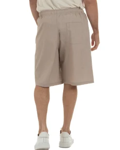 Bermuda uomo viscosa pantalaccio corto jogger wide leg oversize beige melangiato GIOSAL-PC2048A