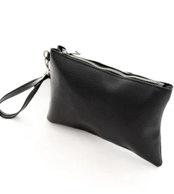 Borsa Borsello Borsetta Pochette a Mano Uomo Unisex Ecopelle Casual Nero Zip GIOSAL-ZU1055A