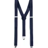 Bretelle Regolabili Uomo Unisex Basic Elastico Blu Fibbie Metallo Ganci Tinta Unita GIOSAL-BR1020A