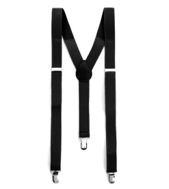 Bretelle Regolabili Uomo Unisex Basic Elastico Nero Fibbie Metallo Ganci Tinta Unita GIOSAL-BR1018A