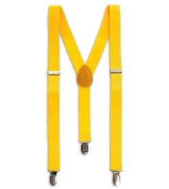 Bretelle Regolabili Uomo Unisex Basic Elastico Giallo Fibbie Metallo Ganci Tinta Unita GIOSAL-BR1017A