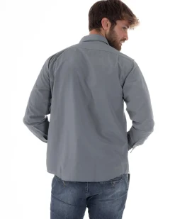 Camicia Classica Uomo Basic Cotone Regular Fit Grigio C2987A
