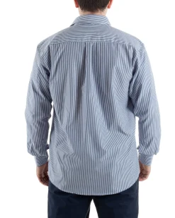 Camicia Collo Francese Cotone Rigata Blu TCC1005A