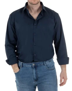 Camicia Collo Francese Cotone Basic Blu TCC1002A