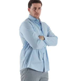 Camicia Collo Francese Cotone Basic Celeste TCC1001A