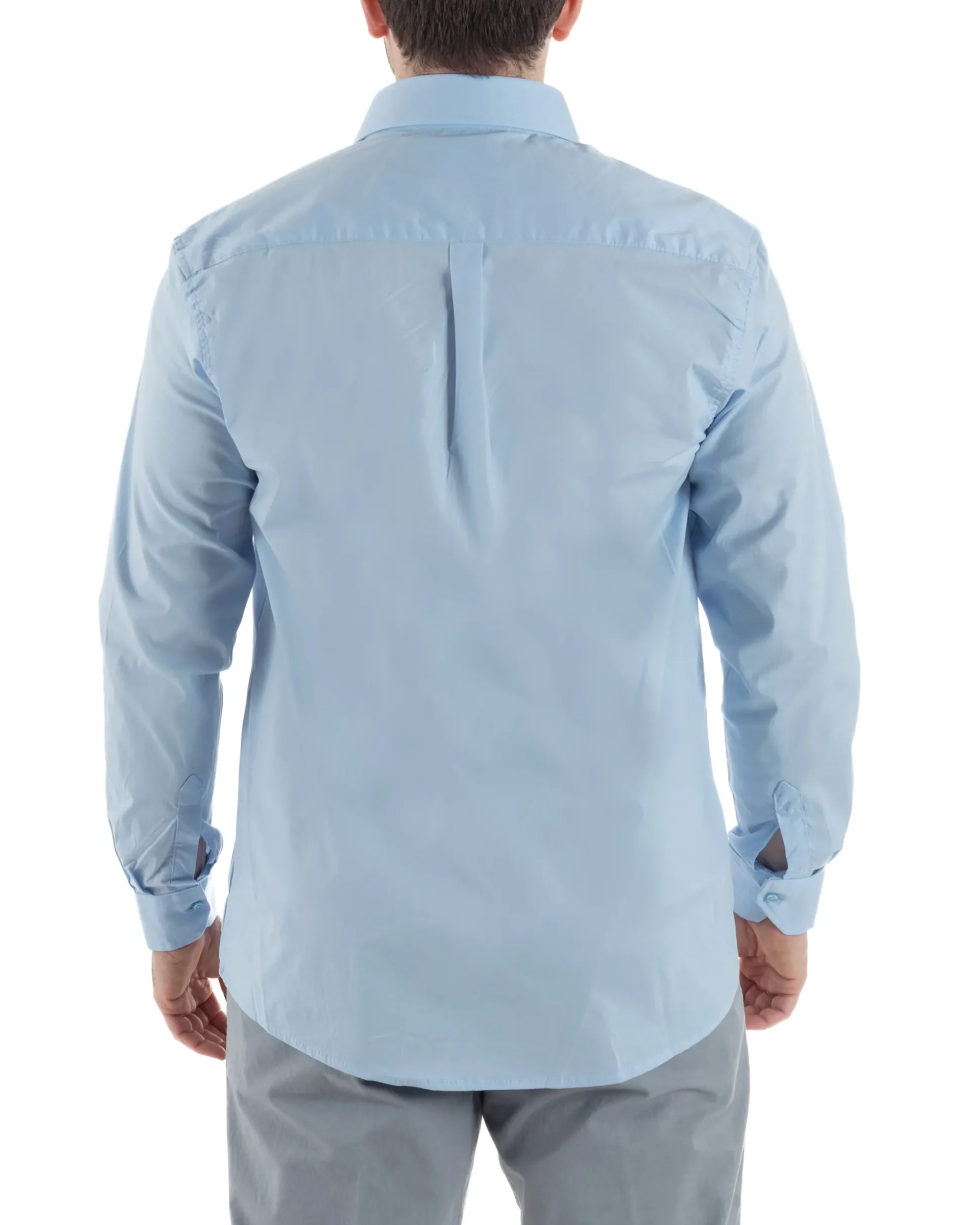 Camicia Collo Francese Cotone Basic Celeste TCC1001A