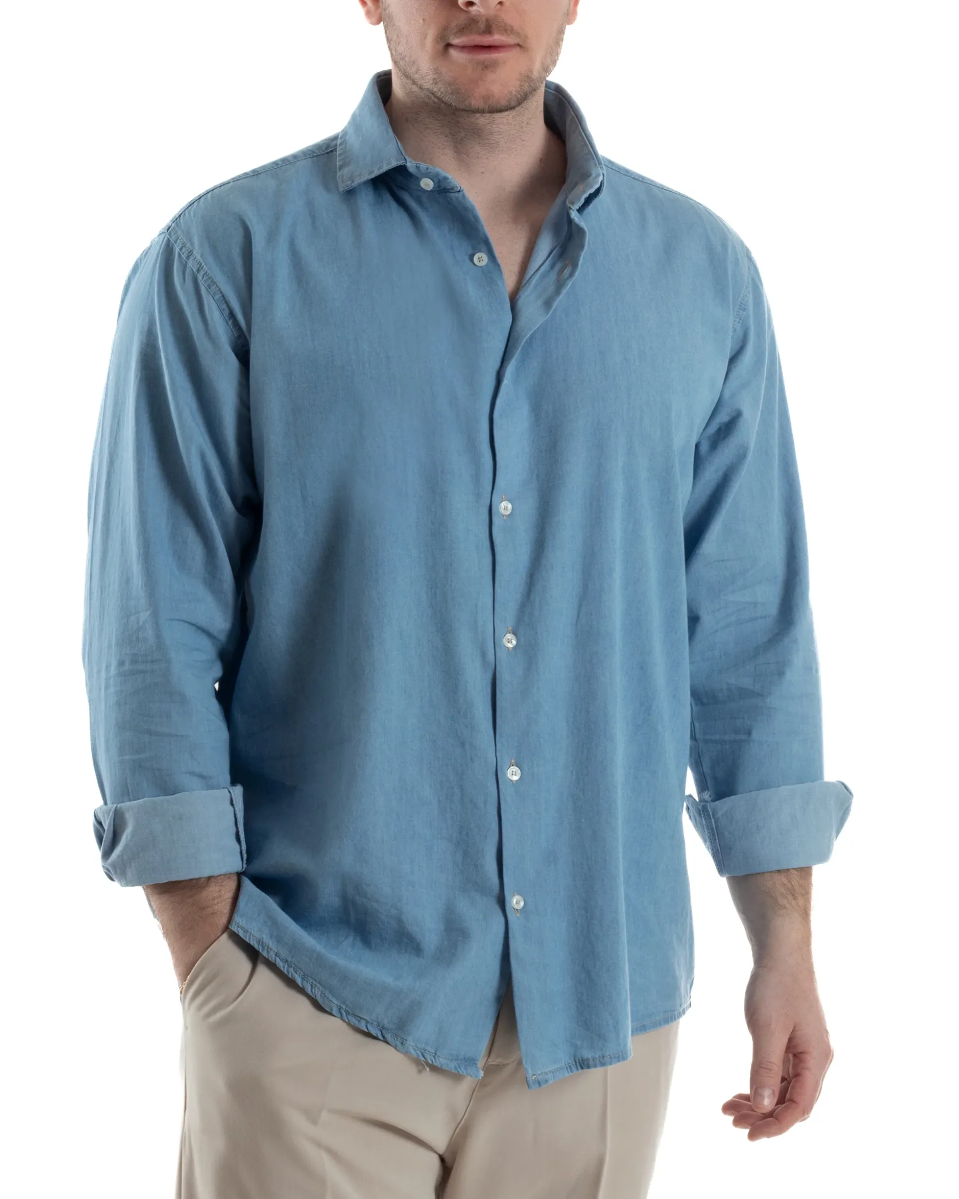 Camicia Denim Regular Fit Jeans Chiaro TCC1000A