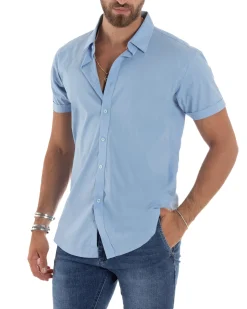 Camicia Maniche Corte Basic Collo Francese CC1218A