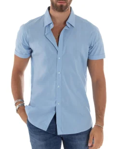 Camicia Maniche Corte Basic Collo Francese CC1218A