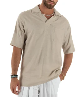 Camicia Maniche Corte Lino Relaxed Fit CC1226A