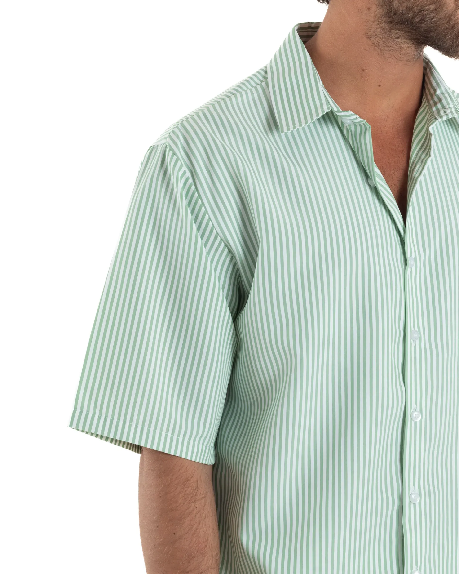 Camicia Maniche Corte Rigata Viscosa CC1216A