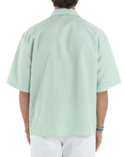 Camicia Maniche Corte Rigata Viscosa CC1216A