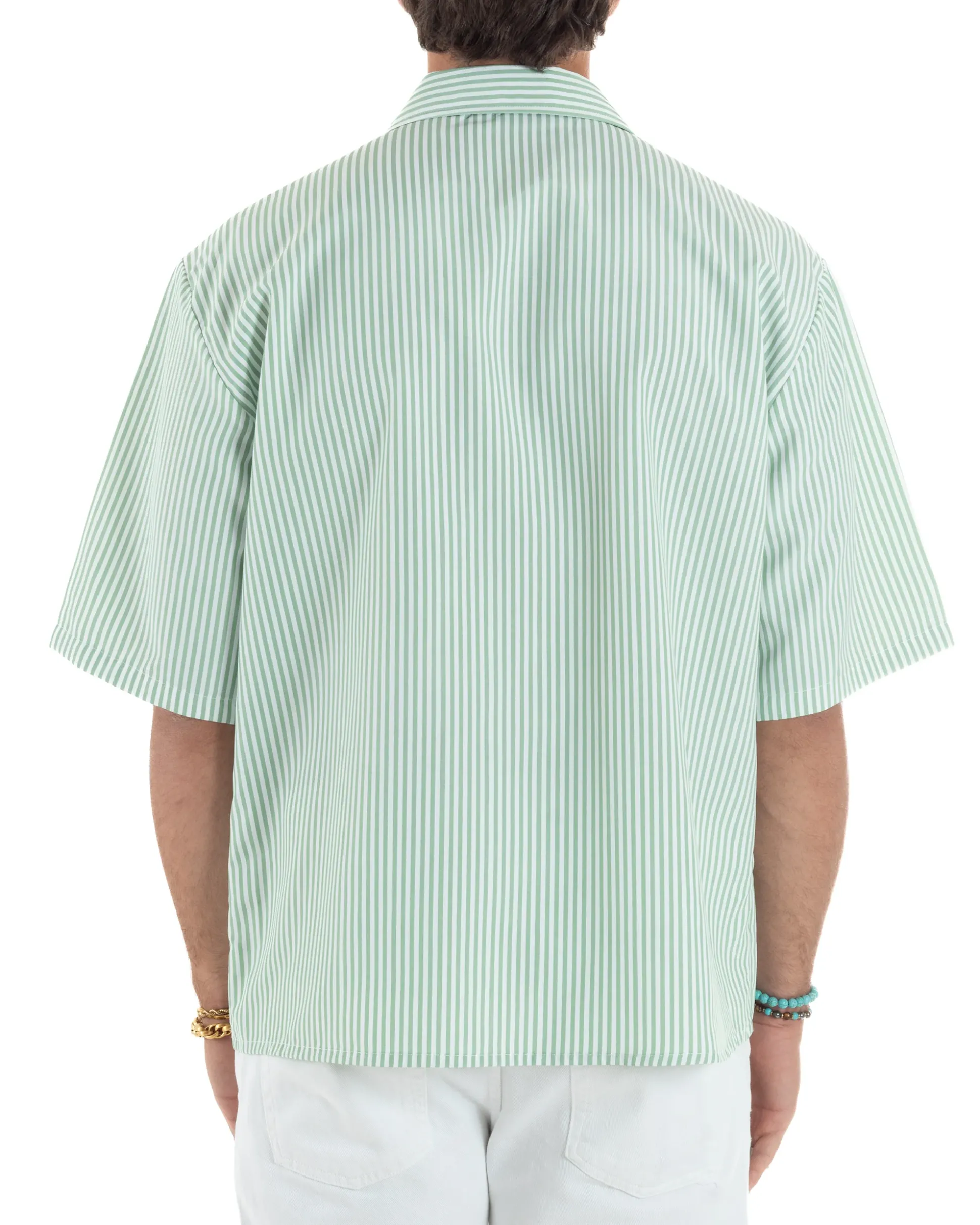 Camicia Maniche Corte Rigata Viscosa CC1216A