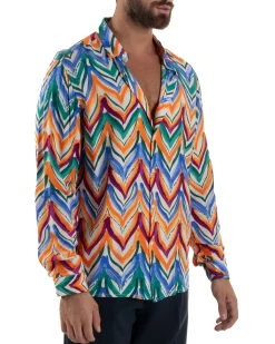 Camicia Uomo Colletto Viscosa Fantasia Multicolore BlackSunday C3061A