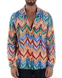 Camicia Uomo Colletto Viscosa Fantasia Multicolore BlackSunday C3061A