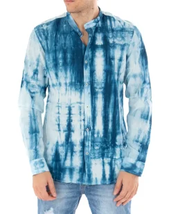 Camicia Uomo Collo Coreano Manica Lunga Morbida Fantasia Tie Dye Sfumata GIOSAL-C2353A