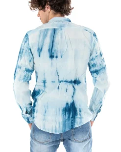 Camicia Uomo Collo Coreano Manica Lunga Morbida Fantasia Tie Dye Sfumata GIOSAL-C2353A