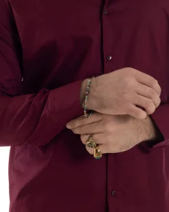 Camicia Uomo Con Colletto Francese Cotone Basic Sartoriale Slim Fit Bordeaux C2945A