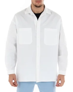 Camicia Uomo Con Colletto Manica Lunga Casual Cotone Bianco GIOSAL-C1868A