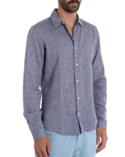 Camicia Uomo Con Colletto Maniche Lunghe Lino Tinta Unita Morbida Comoda GIOSAL-C2446A