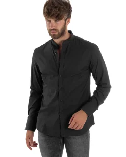Camicia Uomo Coreana Basic Slim Fit Nero C2991A