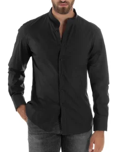 Camicia Uomo Coreana Basic Slim Fit Nero C2991A