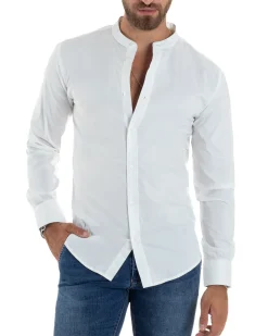 Camicia Uomo Coreana Basic Slim Fit Bianco C2990A