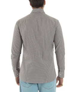 Camicia uomo cotone collo francese slim fit quadretti marrone GIOSAL-C3069A