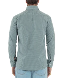 Camicia uomo cotone collo francese slim fit quadretti verde GIOSAL-C3071A