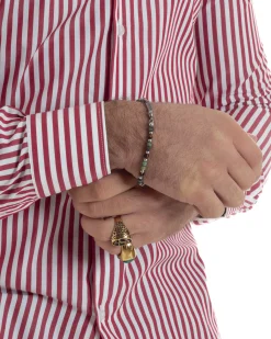 Camicia uomo cotone collo francese slim fit righe bastoncino medio rosso GIOSAL-C2917A