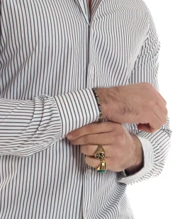 Camicia uomo cotone slim fit collo francese righe bastoncino sottile marrone GIOSAL-C2914A