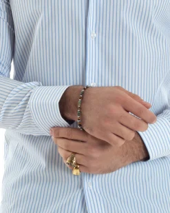 Camicia uomo cotone slim fit collo francese righe bastoncino sottile celeste GIOSAL-C2910A
