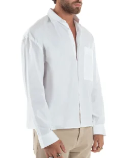 Camicia Uomo Crop Cotone Boxy Fit Bianco C2966A