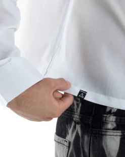 Camicia Uomo Cropped Maniche Lunghe Taschino Boxy Fit Bianco C2822A