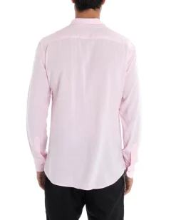 Camicia Uomo Sartoriale Con Colletto Maniche Lunghe Basic Viscosa Morbida Rosa GIOSAL-C2363A