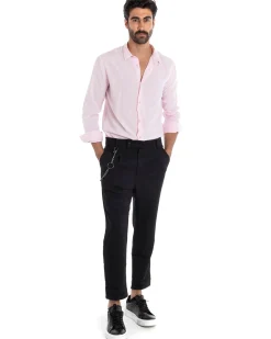 Camicia Uomo Sartoriale Con Colletto Maniche Lunghe Basic Viscosa Morbida Rosa GIOSAL-C2363A