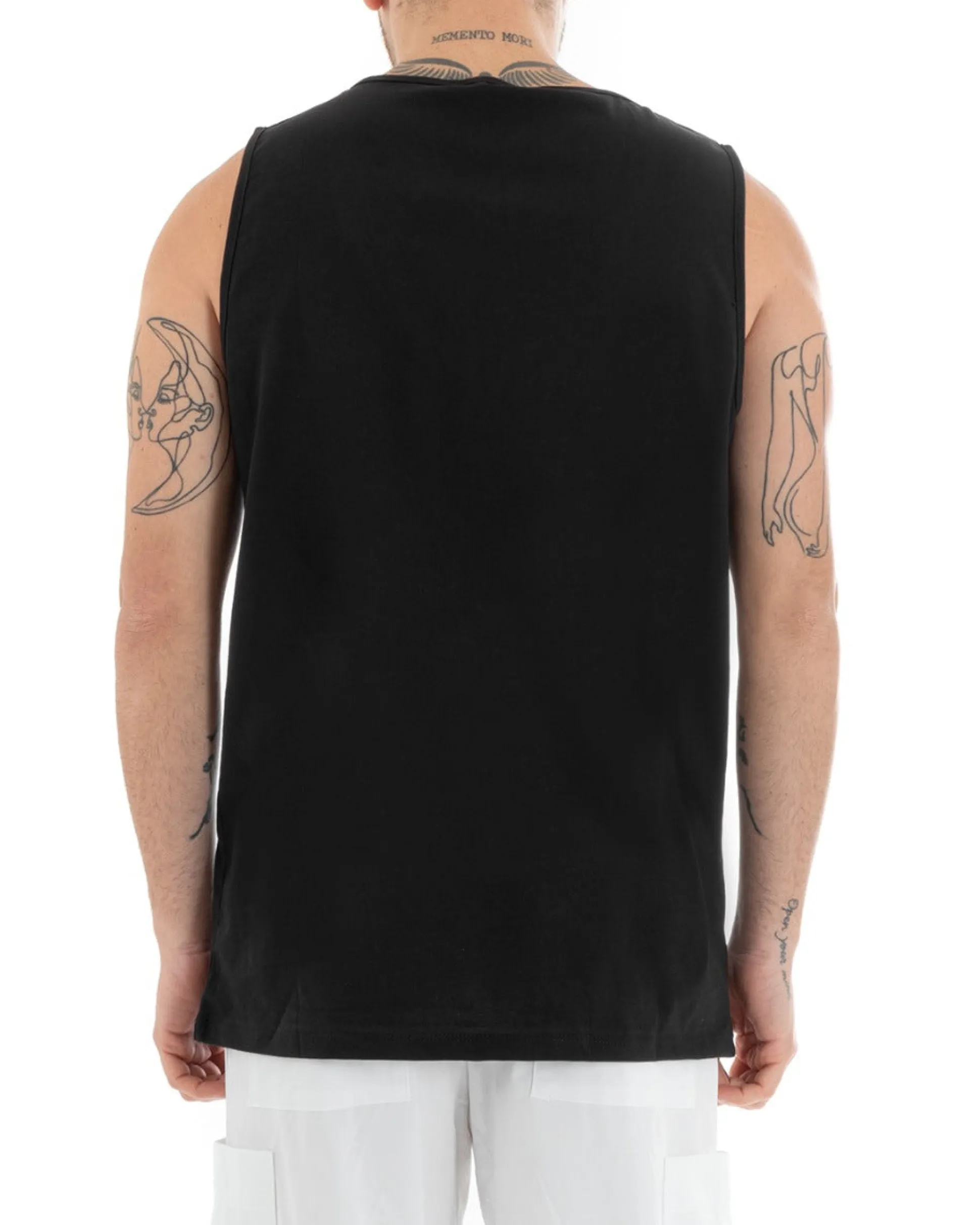 Canotta Uomo Canottiera T-Shirt Basic Casual Tinta Unita Nero GIOSAL-CN1074A