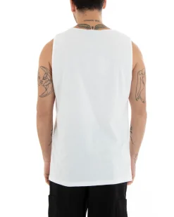 Canotta Uomo Canottiera T-Shirt Basic Casual Tinta Unita Bianco GIOSAL-CN1075A