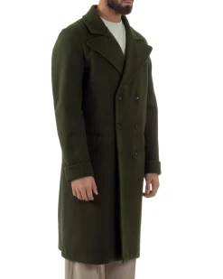 Cappotto Doppiopetto Uomo Oversize Giaccone Lungo Revers Ampi Verde CO1095A