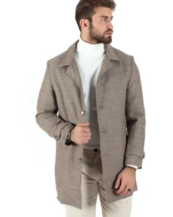 Cappotto Giacca Monopetto Uomo Con Colletto Giaccone Tortora Giubbotto Baronetto Casual Elegante GIOSAL-CO1033A