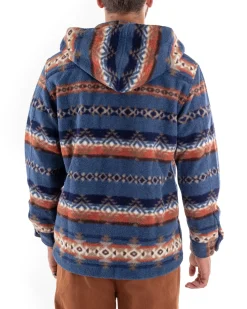Cappotto Giubbotto Uomo Camicia Camicione Con Cappuccio Casual Fantasia Blu GIOSAL-G2924A