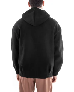 Cappotto Uomo Camoscio Giubbotto Con Cappuccio Giacca Calda Con Zip Tinta Unita Nero GIOSAL-G2947A