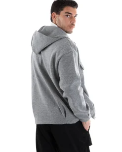 Cappotto Uomo Camoscio Giubbotto Con Cappuccio Giacca Calda Con Zip Tinta Unita Grigio GIOSAL-G2945A