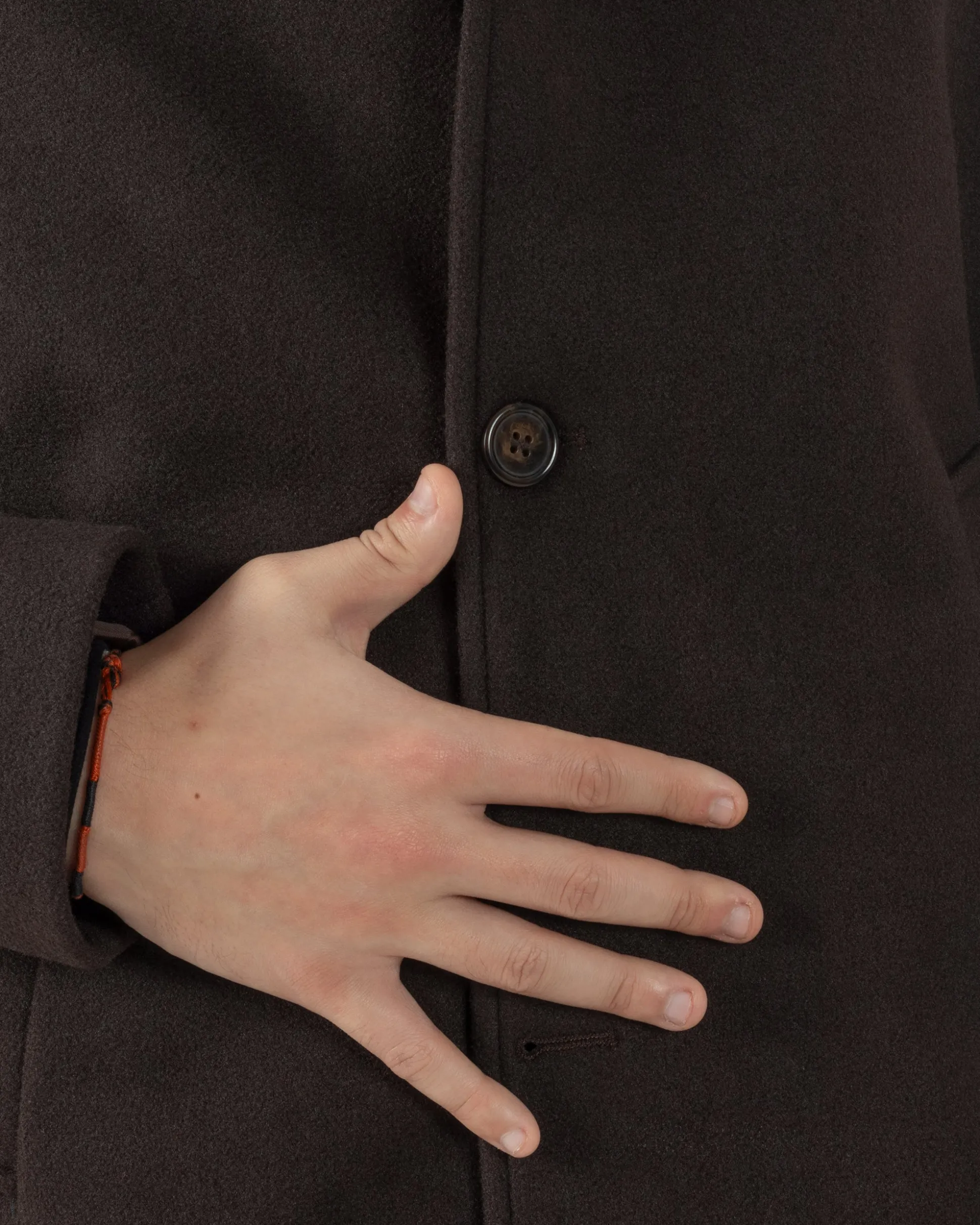 Cappotto Uomo Cappuccio Monopetto Tinta Unita Marrone CO1106A